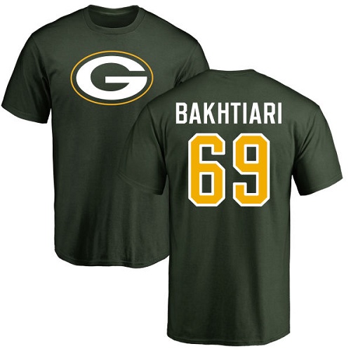 Men Green Bay Packers Green #69 Bakhtiari David Name And Number Logo Nike NFL T Shirt